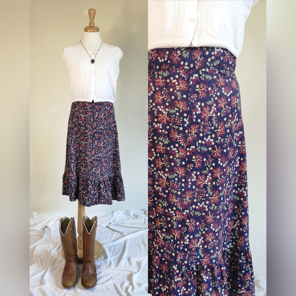 70s Tree Print Prairie Skirt